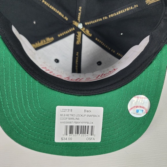 Florida Marlins Retro Snapback Hat Mens OS Black Mitchell & Ness Cooperstown Cap - Picture 8 of 12